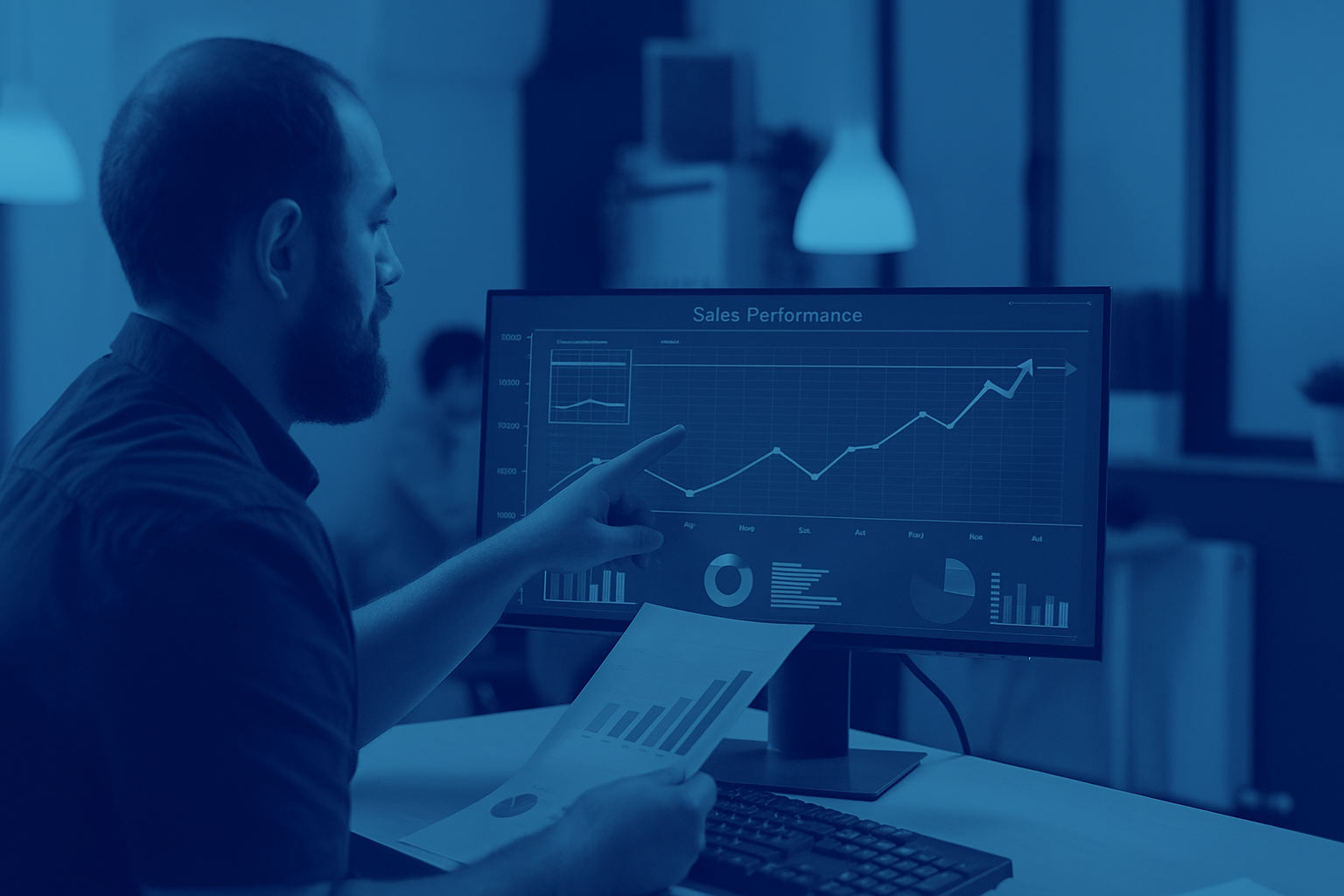 Restaurador analizando ventas